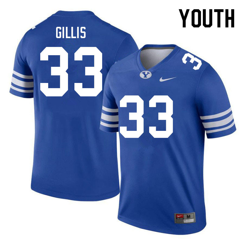 Youth #33 Nathaniel Gillis BYU Cougars College Football Jerseys Sale-Royal